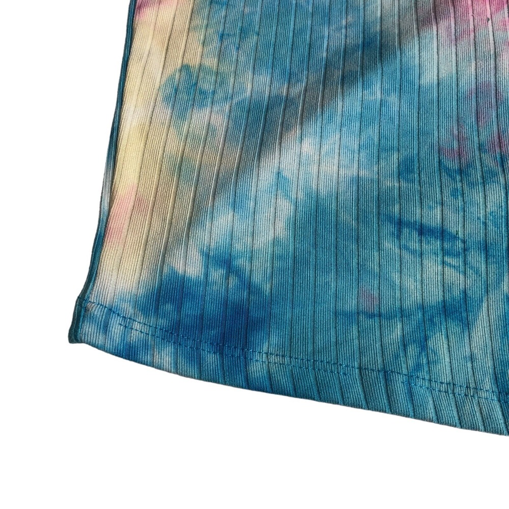Y2K Rue 21 Crop Top Womens 1X Tie Dye Ribbed Corset Tie Back Short Sleeve Crew - Picture 5 of 9